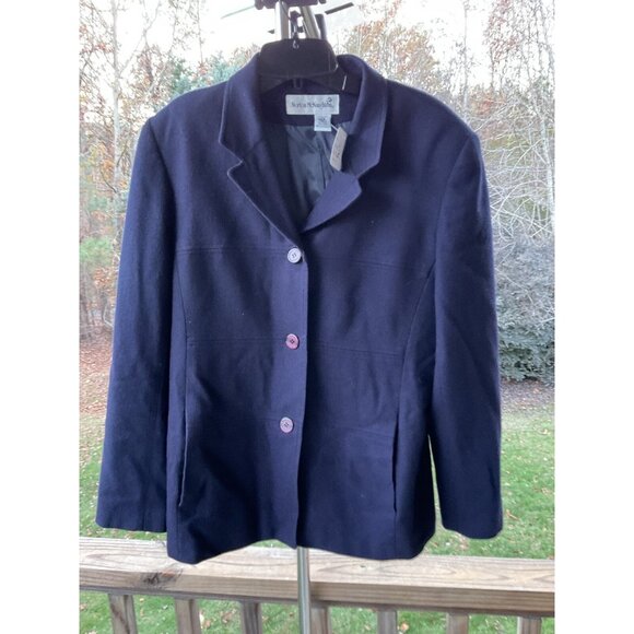 Norton McNaughton 100% Wool Blazer Women LG Navy Blue 3 Button Single Breasted - Picture 1 of 15
